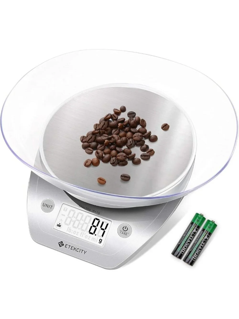 Digital Kitchen Scale with Removable Bowl, 11lb Capacity for Baking & Meal Prep